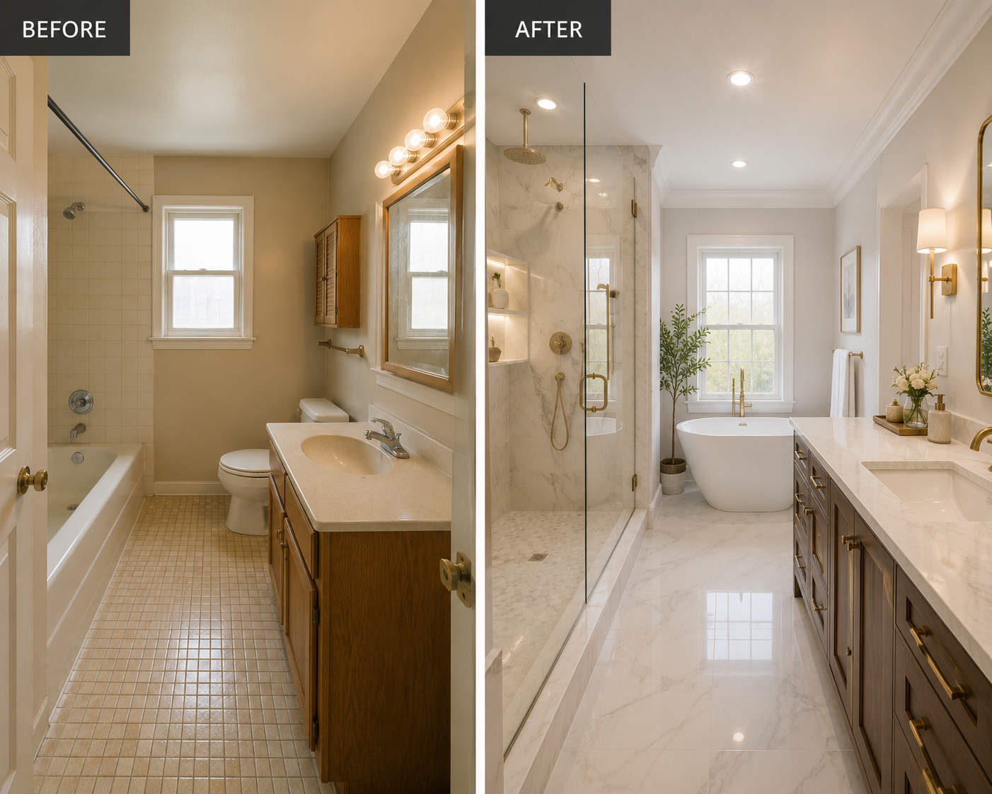 Bathroom Renovation Before and After - Burnaby
