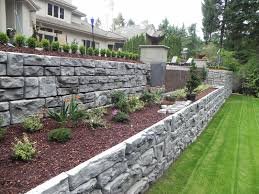 Landscaped retaining wall construction in Surrey